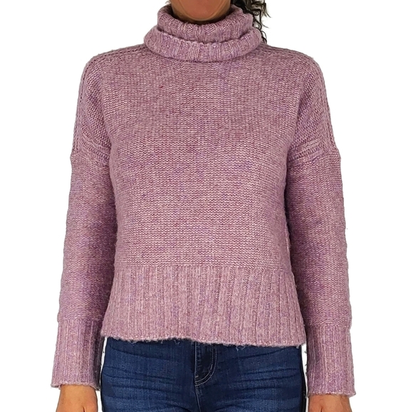 Marled Turtleneck Wool Mix Long Sleeve Sweater Size X Small Purple Lilac - Picture 1 of 5
